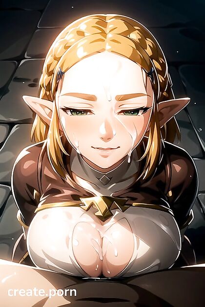 Zelda from The Legend of Zelda Enjoying Ecstatic Cumshots with Her Large Breasts