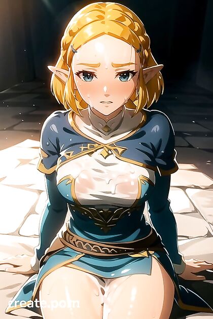 Zelda from The Legend of Zelda Blushing Through Hentai Pleasure