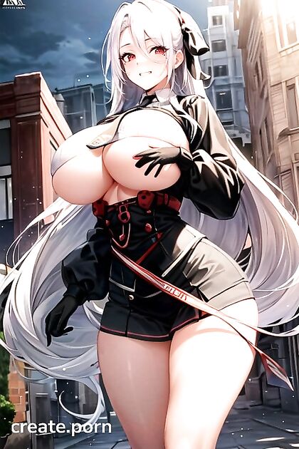 Tiny 18+ Waisted Beauty with Enormous Tits and Tight Round Ass in Detailed Skinny Hentai AI Image
