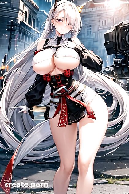 Prinz Heinrich from Azur Lane Shows Off Her Tiny 18+ Waist and Massive Boobs in Detailed Hentai