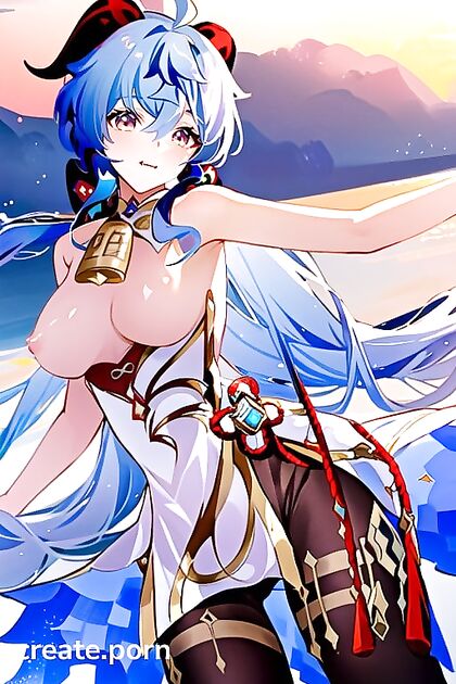 Ganyu's Underwear Tease with a Devilish Twist in Seductive Hentai AI Image