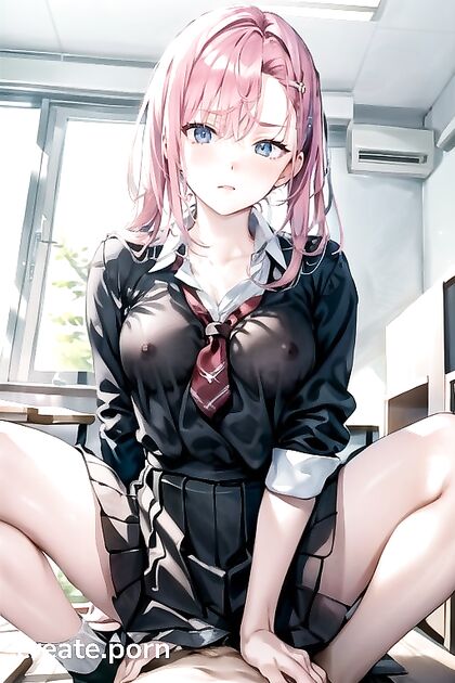 Small Breasts Take Charge in Classroom CowGirl 18+ Hentai AI Image