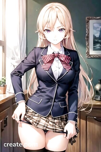 Nakiri Erina from Shokugeki no Soma Gets Her Panties Pulled Down in Erotic Hentai AI Image