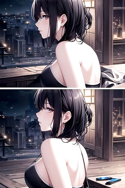 Detailed Brown-Haired Beauty with Seductive Brown Eyes in Hentai AI Image
