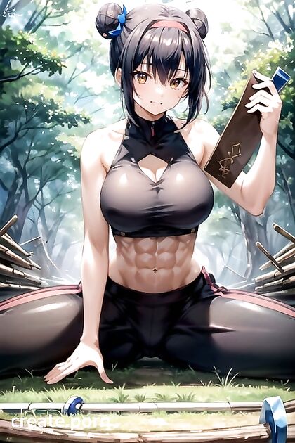Warm Skinned Beauty with Very Short Hair Dominates Podium Image in hentai AI Porn