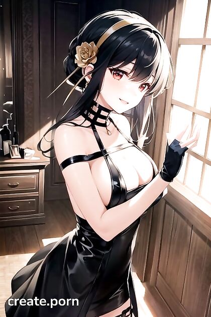 Yor Forger from Spy x Family Gets Playful and Unbuttoned in Seductive Hentai AI Image