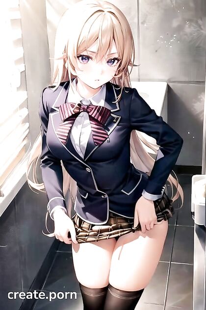 Nakiri Erina from Shokugeki no Soma Reveals Herself in the Bathroom for Steamy Hentai AI Image