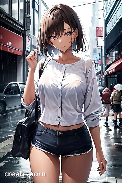 Standing in the Rain - A Solo Hentai Masturbation Image