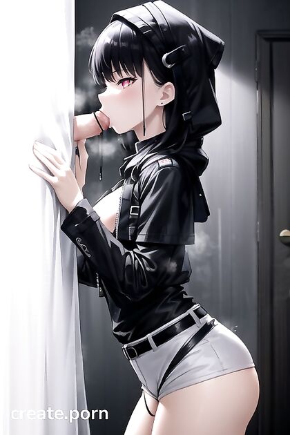 D from Nikke with Glowing Eyes in Intense  Hentai AI Image