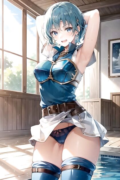 Thea from Fire Emblem Seduces with Large Breasts at the Pool