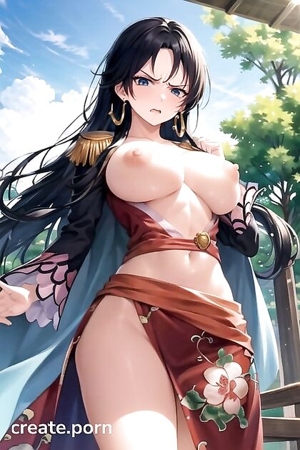 Boa Hancock from One Piece Teases With Seductive Underboob in Hentai Magic