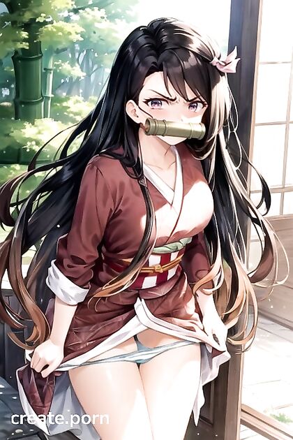 Nezuko from Demon Slayer Opens Wide and Reveals Her Pleasure in Hentai Hentai AI Image
