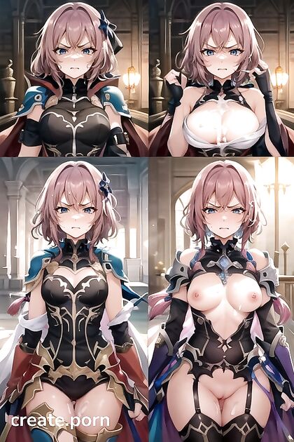 Lightning from Final Fantasy Disgusted in Split-Screen Hentai AI Image