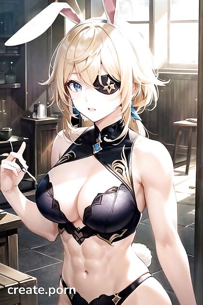 Fischl from Genshin Impact Shows Off Her Large Breasts in Muscle-Filled Hentai AI Image