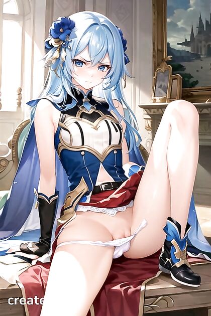 Legs Spread Wide - Seductive Pull-Down Action in  Hentai AI Porn