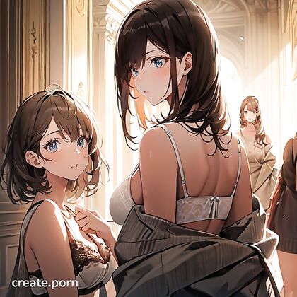 Warm Anime Bra Action with Two Lovers in Steamy Hentai AI Image