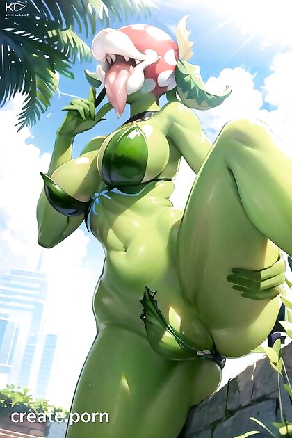 Green-Skinned Futanari Bottoming in Sensual Hentai AI Image