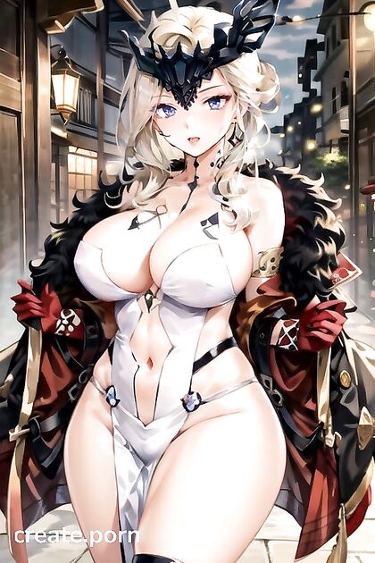 Off-Shoulder Cleavage Showcased in Steamy Exhibitionist Hentai AI Image