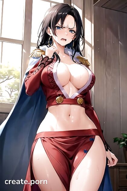 Boa Hancock's Large Ass Gets Sweat-soaked in Steamy One Piece Hentai AI Image