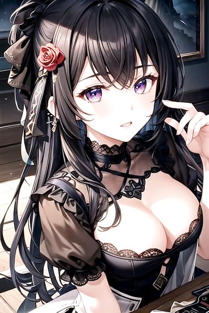 Embarrassed Off-Shoulder Outfit as She Looks at You in Seductive Hentai AI Image