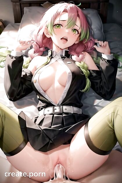 Mitsuri Kanroji from Demon Slayer Enjoying Missionary Creampie in Steaming Hentai AI Image