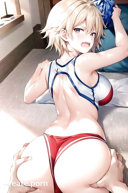 Laid-Out Cheerleader Reacts in Shock During Intense Hentai Session