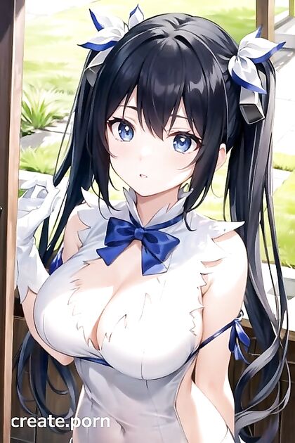 Hestia from DanMachi Takes Pleasure in Seductive Hentai AI Image