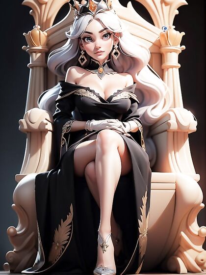 Horny Hentai Goddess Exposes Her Breasts While Sitting on a Majestic Throne
