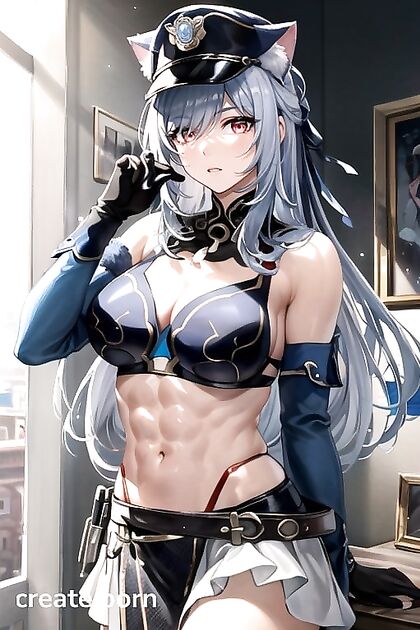 Jing Liu from Genshin Impact in Police Uniform with Huge Breasts for Steamy Hentai AI Image