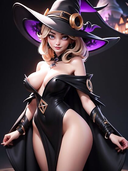 Close-Up Hentai AI Image with a mysterious figure in a black hat standing tall