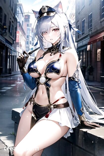 Hot Policewoman with Cat Ears and Big Breasts in Steamy Hentai AI Image