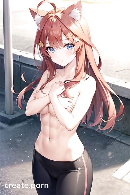 Itsuki Nakano from Gotoubun no Hanayome Wearing See-Through Yoga Pants in Steamy Hentai AI Image