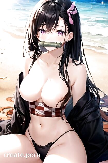 Sun-Kissed Seduction - Topless Bikini Babes on the Beach in Hentai Bliss