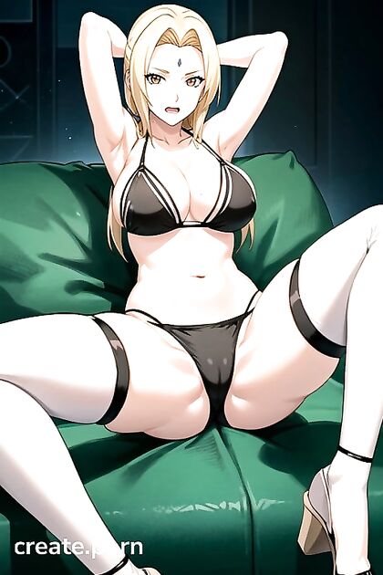 Tsunade from Naruto Seduces in Nylon Stockings and Bikini for Steamy Hentai AI Image