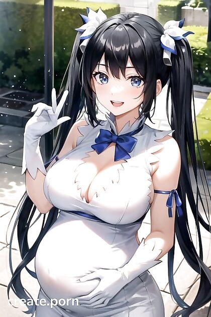 Hestia from DanMachi Pregnant and Pleasured in Steamy 20s Hentai AI Image