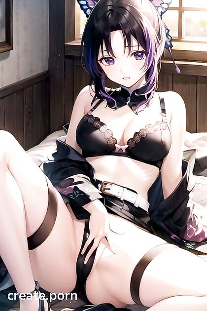 Shinobu Kochou from Demon Slayer Teases in a Thong During Intense Masturbation Session
