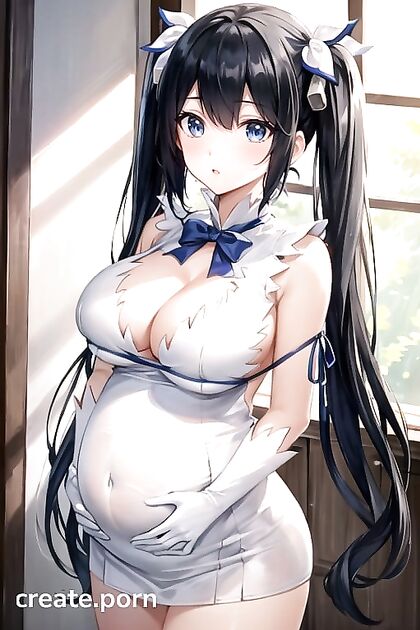 Hestia from DanMachi Carries Your Baby in steamy Hentai AI Image