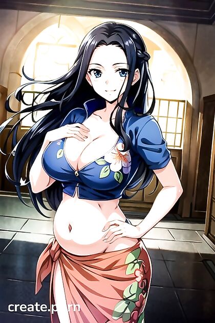 Nico Robin from One Piece Pregnant and Endowed in Steamy Hentai AI Image