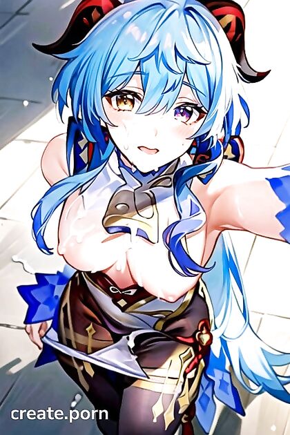 Topless Cat-Eared Beauty Showing Off Her Tongue in Seductive Hentai AI Image