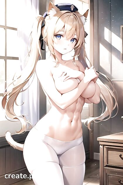 Sporty Chick with Large Breasts and Cat Ears in Kinky Hentai AI Image