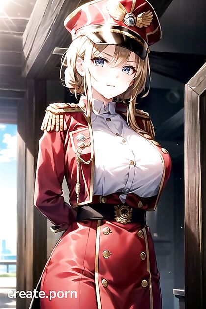 Blonde Police Officer with Massive tits Strains Against Tight Buttons in SexyUniform Hentai AI Image