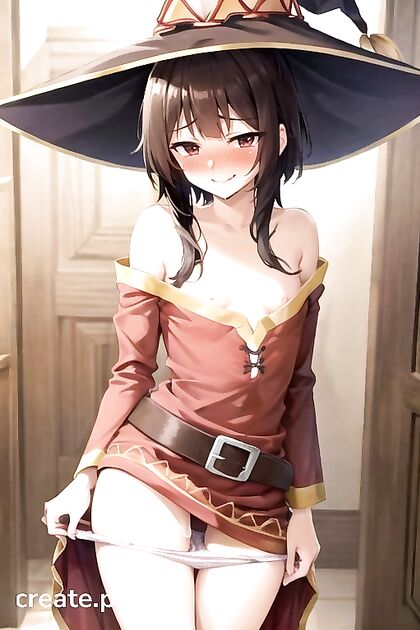 Megumin from Isekai Quartet Gets Her panties Pulled Down for a naughty Creampie Hentai AI Image