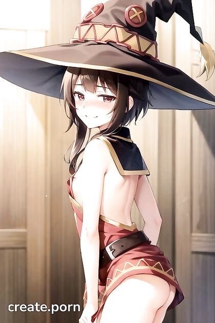 Mischievous Smile and Blush as Her Panties Are Pulled Down in Rear View Hentai AI Image