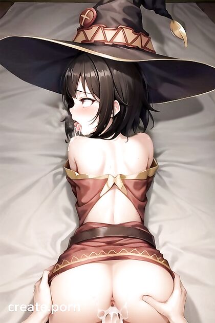 Megumin from Isekai Quartet Enjoying Intense Creampie with Ahegao Expressions
