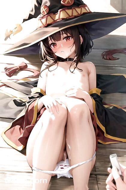 Megumin from Isekai Quartet Blushing as Her Panties Are Pulled Down in Naughty Hentai Fun