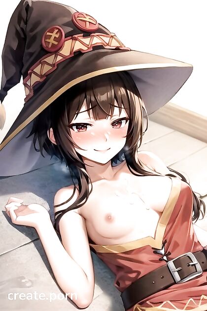 Blushing Mischievously for a Creamy Finish in Skinny Hentai Delight