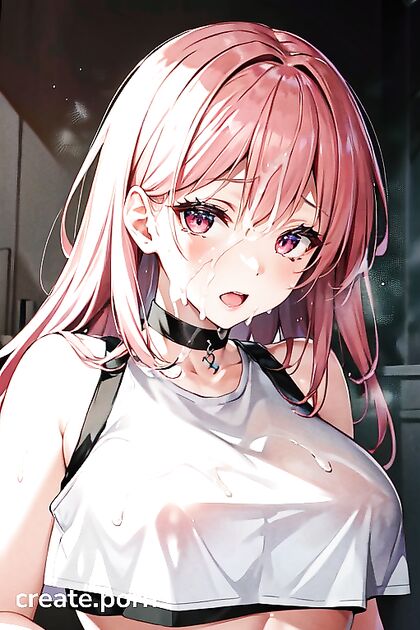 Fucked Up Pink-Eyed Chick in a Choker and Crop Top Getting Pounded Like a Hentai Bitch