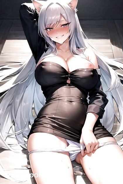 Mischievous Babe Smiling, Blushing, and Pulling Down Her Panties for Hardcore Hentai Sex