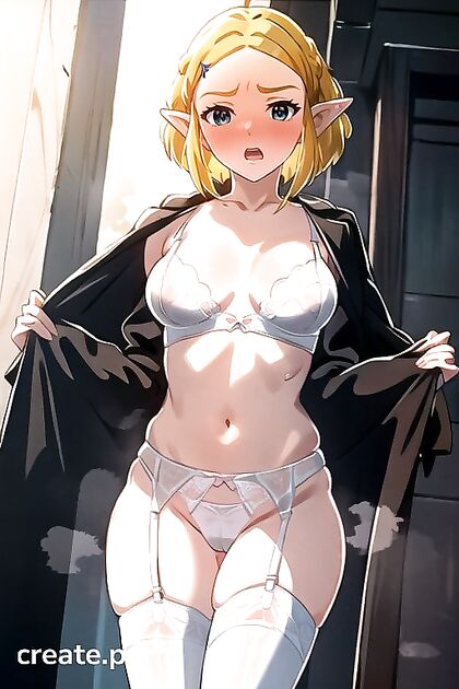 Zelda in White Stockings and Down Hair, Hot Anime Pussy Action