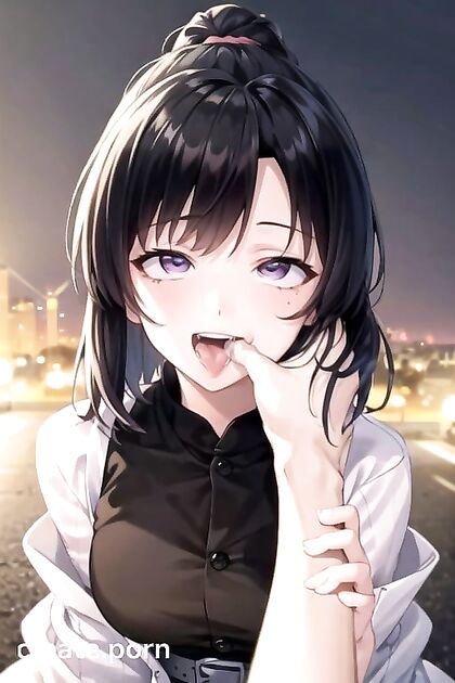 Kochou Shinobu Sucks Dick with Her Thumb in Mouth, Ahegao Face Full of Cum